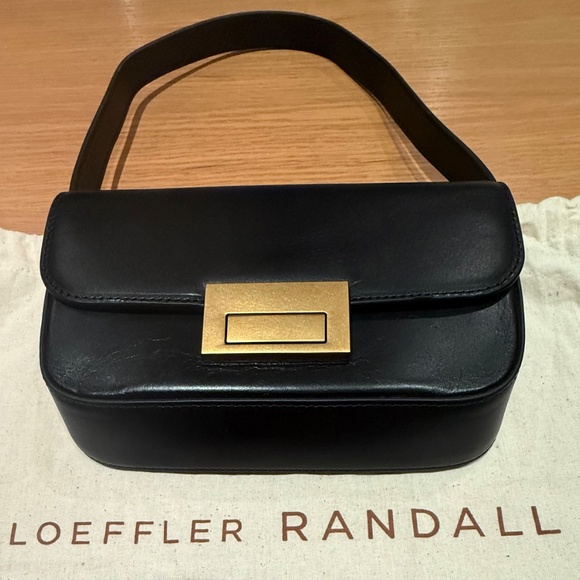 NWT Loeffler Randall Black, small, leather evening bag with brass clasp - Picture 7 of 7